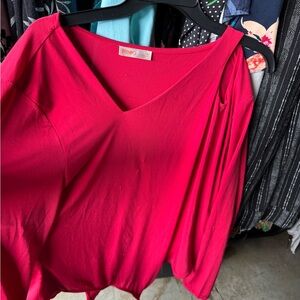 Women's Red with cutout shoulder bodysuit